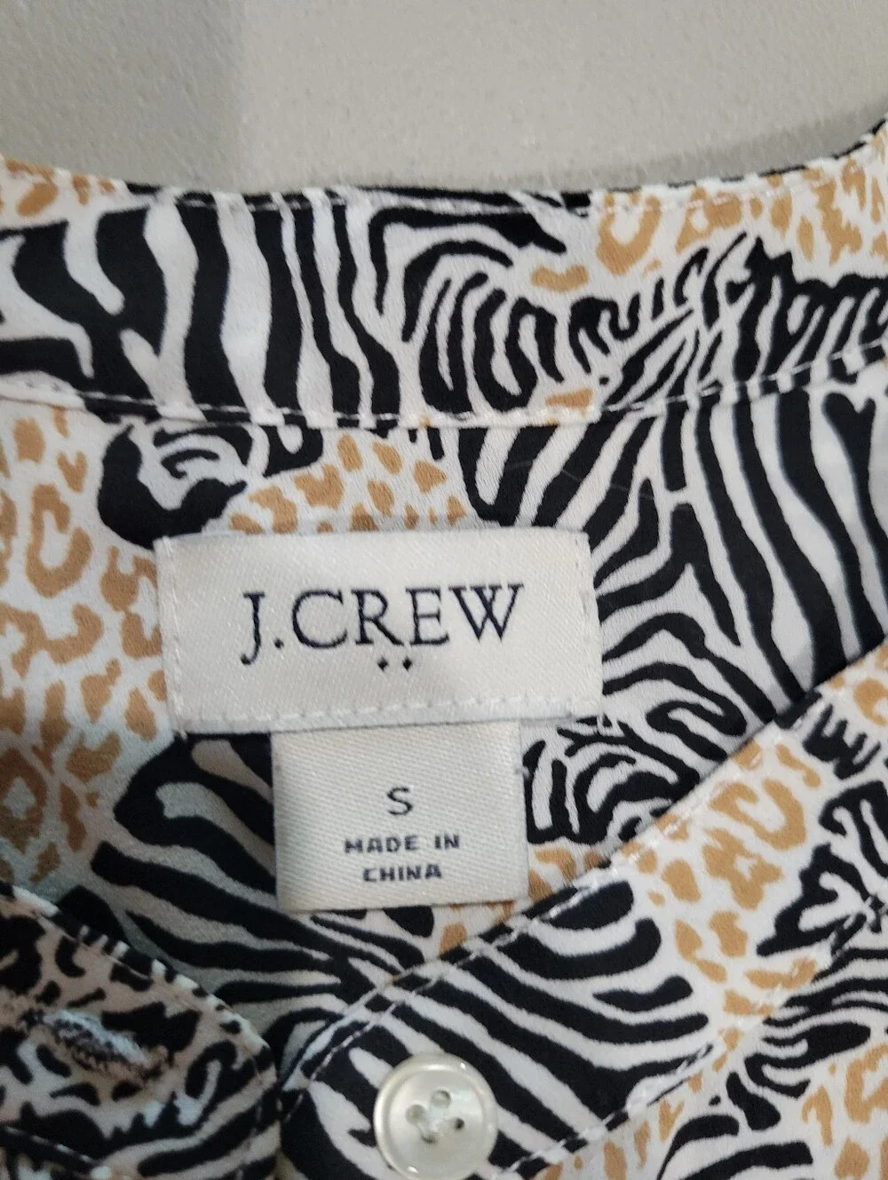 J. Crew Black and Cream Zebra Print Button-Front Shirt